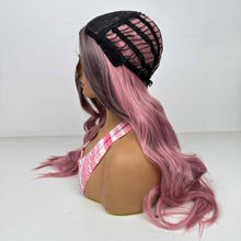 Load image into Gallery viewer, Ms. Merry Ombre Pink False Hair Wig Long Curly Wavy Synthetic Beginners Friendly Heat Resistant Elegant For Daily Use Wigs For Women