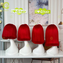 Load image into Gallery viewer, Ghair Red Color Bob Wigs Straight Short Wig 13x4 Glueless Lace Human Hair Wigs For Black Women