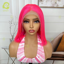 Load image into Gallery viewer, Ghair Pink Lace Front Wigs Human Hair Short Bob Wigs 13x4 Transparent Lace Wigs for Women