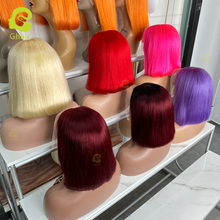 Load image into Gallery viewer, Ghair Colored Straight Short Bob Wigs 13x4 Transparent Lace Front Wigs For Black Women