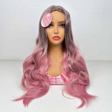 Load image into Gallery viewer, Ms. Merry Ombre Pink False Hair Wig Long Curly Wavy Synthetic Beginners Friendly Heat Resistant Elegant For Daily Use Wigs For Women