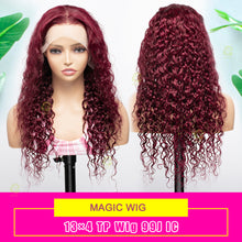 Load image into Gallery viewer, Ghair Magic Wigs #99J 13x4 Transparent Full Frontal Lace Wigs Human Hair Pre-Plucked