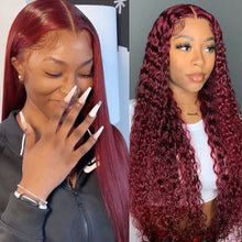 Load image into Gallery viewer, Ghair Magic Wigs #99J 13x4 Transparent Full Frontal Lace Wigs Human Hair Pre-Plucked