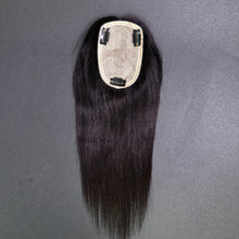 Load image into Gallery viewer, Ghair 9*14CM Straight Silk Base Hair Topper N1B# Natural Black 100% Virgin Human Hair for Thinning Hair & Daily Wear