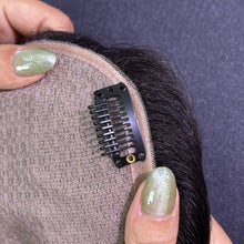 Load image into Gallery viewer, Ghair 7*10CM Straight Silk Base Hair Topper N1B# Natural Black 100% Virgin Human Hair for Thinning Hair & Daily Wear
