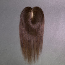 Load image into Gallery viewer, Ghair 7*10CM Straight Silk Base Hair Topper 2# Dark Brown 100% Virgin Human Hair for Thinning Hair & Daily Wear