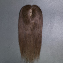 Load image into Gallery viewer, Ghair 12*13CM Straight Silk Base Hair Topper 2# Dark Brown 100% Virgin Human Hair for Thinning Hair & Daily Wear