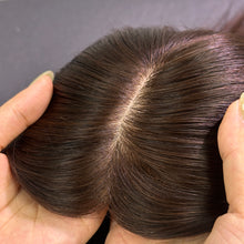 Load image into Gallery viewer, Ghair 8*12CM Straight Silk Base Hair Topper #4 Medium Brown 100% Virgin Human Hair for Thinning Hair & Daily Wear