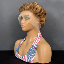 Load image into Gallery viewer, Ghair Pre Made 13x4 Transparent Lace Pixie Cut Wigs #4/30 Dark Brown & Auburn Human Hair Wigs Ready to Wear for Everyday & Special Occasions