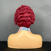 Load image into Gallery viewer, Ghair Pre Made 13x4 Transparent Lace Pixie Cut Wigs #99J Wine Red Human Hair Wigs Ready to Wear for Everyday & Special Occasions