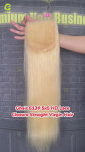 Load and play video in Gallery viewer, Ghair 613# 5x5 HD Lace Closure Straight Virgin Hair
