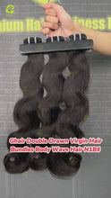Load and play video in Gallery viewer, Ghair Double Drawn Virgin Hair Body Wave Hair N1B#