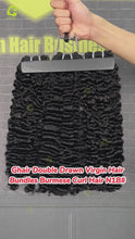 Load and play video in Gallery viewer, Ghair Double Drawn Virgin Hair Bundles Burmese Curly Hair N1B#