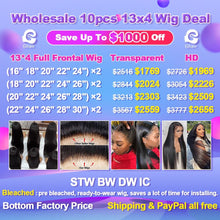 Load image into Gallery viewer, Ghair Wholesale 10pcs 13x4 Wig Deal 100% Human Virgin Hair