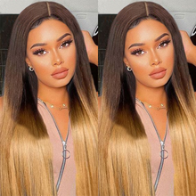 Load image into Gallery viewer, Ghair Highlight #T4 27 5x5 Transparent Lace Closure Wigs Straight Colored Wig 100% Human Virgin Hair