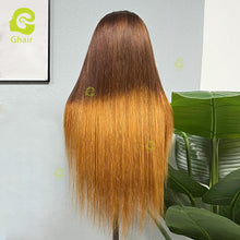 Load image into Gallery viewer, Ghair Highlight #T4 27 5x5 Transparent Lace Closure Wigs Straight Colored Wig 100% Human Virgin Hair