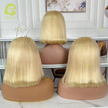 Load image into Gallery viewer, Ghair #613 Color Blonde Hair Short Bob Wigs 100% Human Hair Wigs 13x4 Lace Color Wigs
