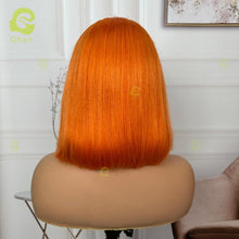 Load image into Gallery viewer, Ghair #Orange Bob Wig Short Straight 13x4 Lace Glueless Wigs 100% Human Hair Wigs
