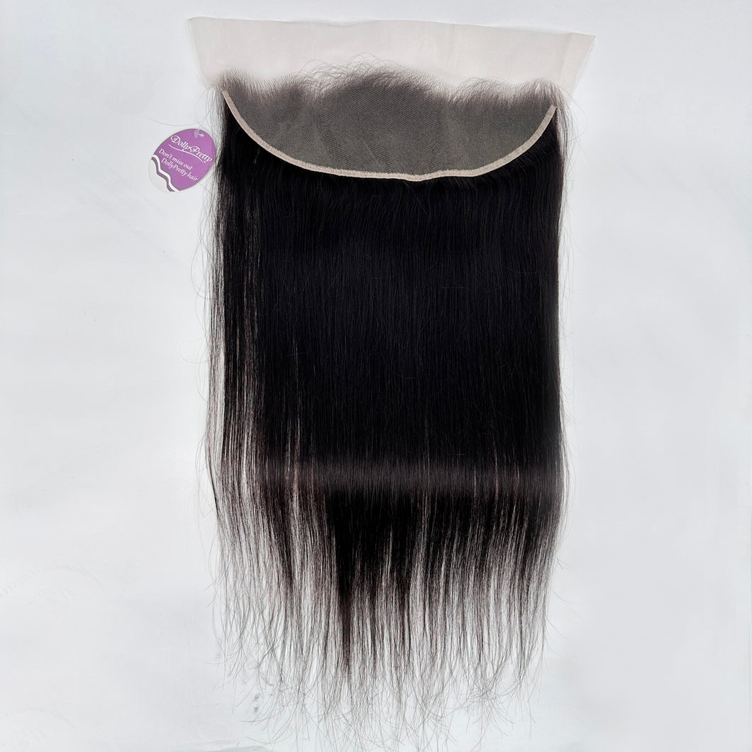 DollyPretty Hair Extensions Lace Frontal 20 Inch Natural Black Real Human Hair Extensions Straight Hair