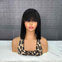 Load image into Gallery viewer, Ghair 1x2 Transparent Lace Bang BOB Wigs Straight 200% High Density Virgin Human Hair Wig

