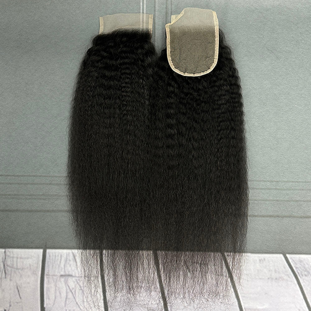 Ghair 4x4 Transparent Lace Closure Kinky Straight Virgin Hair N1B#