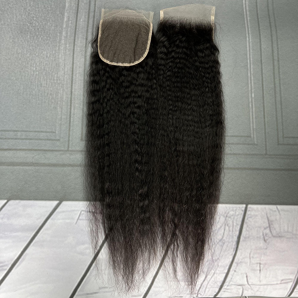 Ghair 4x4 HD Lace Closure Kinky Straight Virgin Hair N1B#