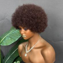 Load image into Gallery viewer, Ghair Pre Made Natural Afro Wigs #1B Natural Black Human Hair Wigs for Party
