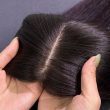 Load image into Gallery viewer, Ghair 7*10CM Straight Silk Base Hair Topper N1B# Natural Black 100% Virgin Human Hair for Thinning Hair &amp; Daily Wear
