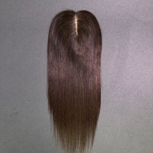 Load image into Gallery viewer, Ghair 9*14CM Straight Silk Base Hair Topper #4 Medium Brown 100% Virgin Human Hair for Thinning Hair &amp; Daily Wear

