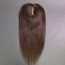 Load image into Gallery viewer, Ghair 13*15CM Straight Silk Base Hair Topper 2# Dark Brown 100% Virgin Human Hair for Thinning Hair &amp; Daily Wear

