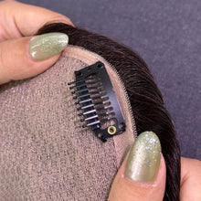 Load image into Gallery viewer, Ghair 8*12CM Straight Silk Base Hair Topper 2# Dark Brown 100% Virgin Human Hair for Thinning Hair &amp; Daily Wear
