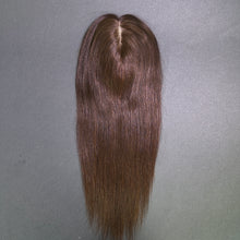 Load image into Gallery viewer, Ghair 14*16CM Straight Silk Base Hair Topper 2# Dark Brown 100% Virgin Human Hair for Thinning Hair &amp; Daily Wear
