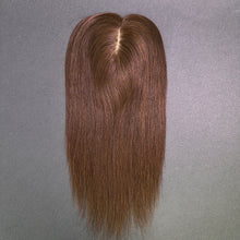 Load image into Gallery viewer, Ghair 12*13CM Straight Silk Base Hair Topper #4 Medium Brown 100% Virgin Human Hair for Thinning Hair &amp; Daily Wear
