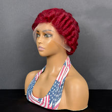 Load image into Gallery viewer, Ghair Pre Made 13x4 Transparent Lace Pixie Cut Wigs #99J Wine Red Human Hair Wigs Ready to Wear for Everyday &amp; Special Occasions
