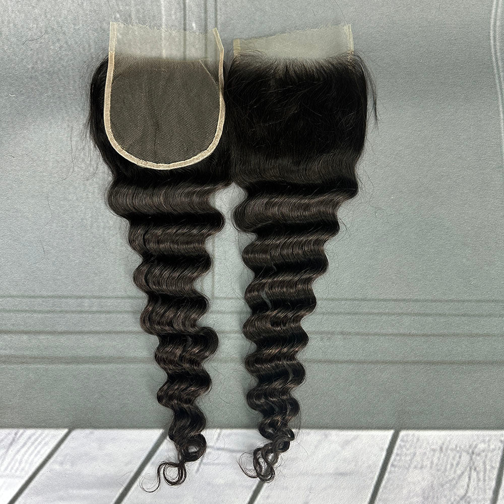 Ghair 5x5 HD Lace Closure Loose Deep Wave Virgin Hair N1B#