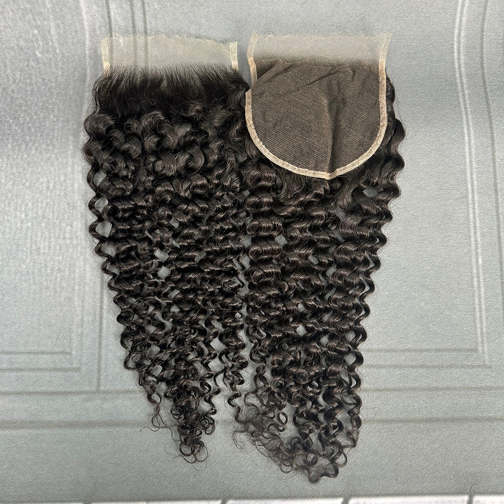 Ghair 5x5 HD Lace Closure Deep Curly Virgin Hair N1B#