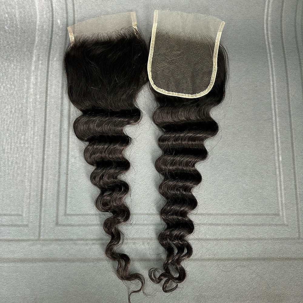 Ghair 4x4 HD Lace Closure Loose Deep Wave Virgin Hair N1B#