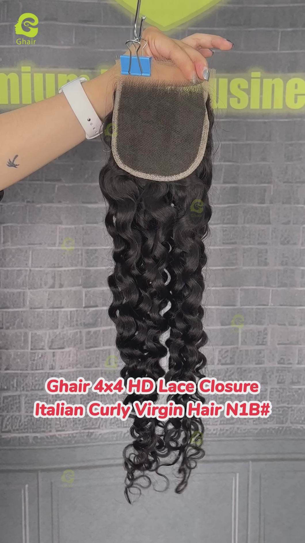 Ghair 4x4 HD Lace Closure Italian Curly Virgin Hair N1B#