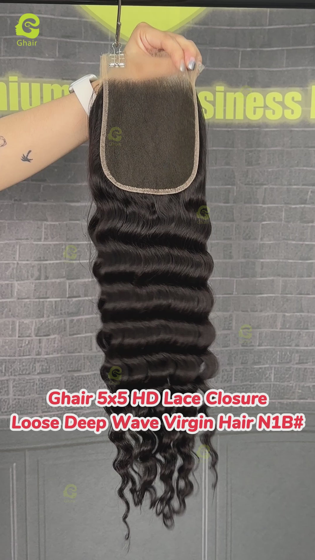 Ghair 5x5 HD Lace Closure Loose Deep Wave Virgin Hair N1B#