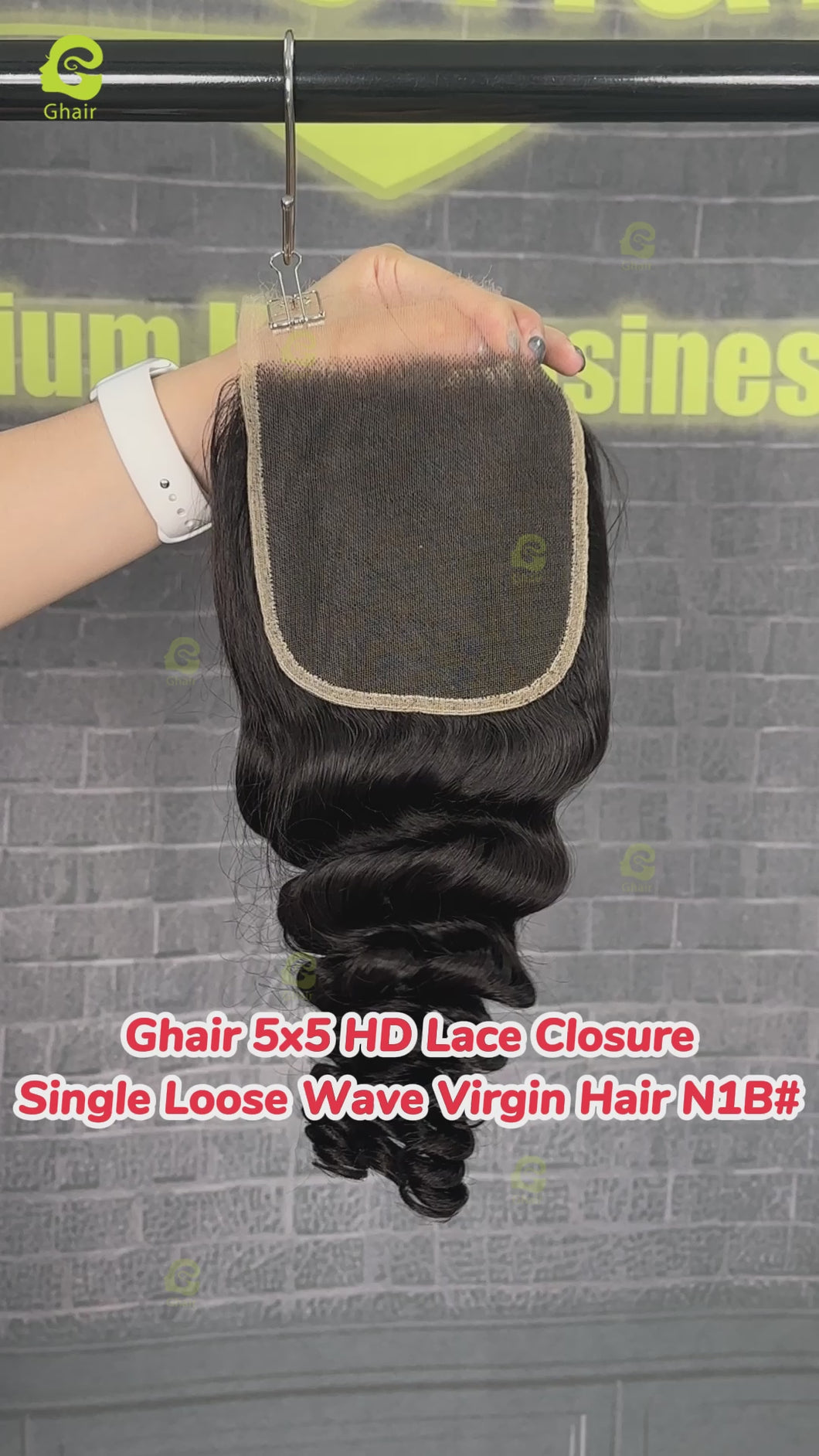Ghair 5x5 HD Lace Closure Single Loose Wave Virgin Hair N1B#