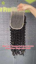 Load and play video in Gallery viewer, Ghair 5x5 Transparent Lace Closure Deep Wave Virgin Hair N1B#
