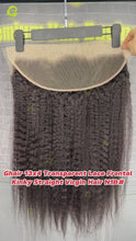Load and play video in Gallery viewer, Ghair 13x4 Transparent Lace Frontal Kinky Straight Virgin Hair N1B#
