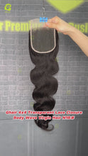 Load and play video in Gallery viewer, Ghair 4x4 Transparent Lace Closure Body Wave Virgin Hair N1B#
