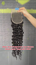 Load and play video in Gallery viewer, Ghair 4x4 Transparent Lace Closure Italian Curly Virgin Hair N1B#
