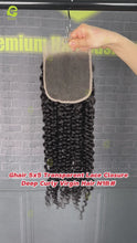 Load and play video in Gallery viewer, Ghair 5x5 Transparent Lace Closure Deep Curly Virgin Hair N1B#
