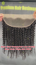 Load and play video in Gallery viewer, Ghair 13x4 Transparent Lace Frontal Deep Curly Virgin Hair N1B#
