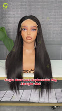 Load and play video in Gallery viewer, Ghair 2x6 5x5 9x6 Pre Bleached Single Knot HD Lace Replaceable Wig STW 18-30&quot; 1B#
