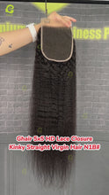 Load and play video in Gallery viewer, Ghair 5x5 HD Lace Closure Kinky Straight Virgin Hair N1B#
