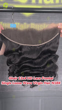 Load and play video in Gallery viewer, Ghair 13x4 HD Lace Frontal Single Loose Wave Virgin Hair N1B#
