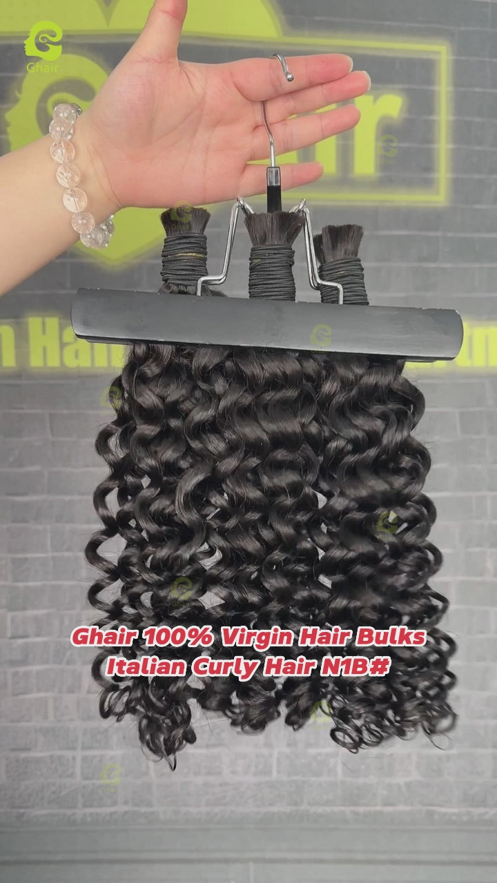 Ghair 100% Virgin Hair Bulk Italian Curly Hair N1B#
